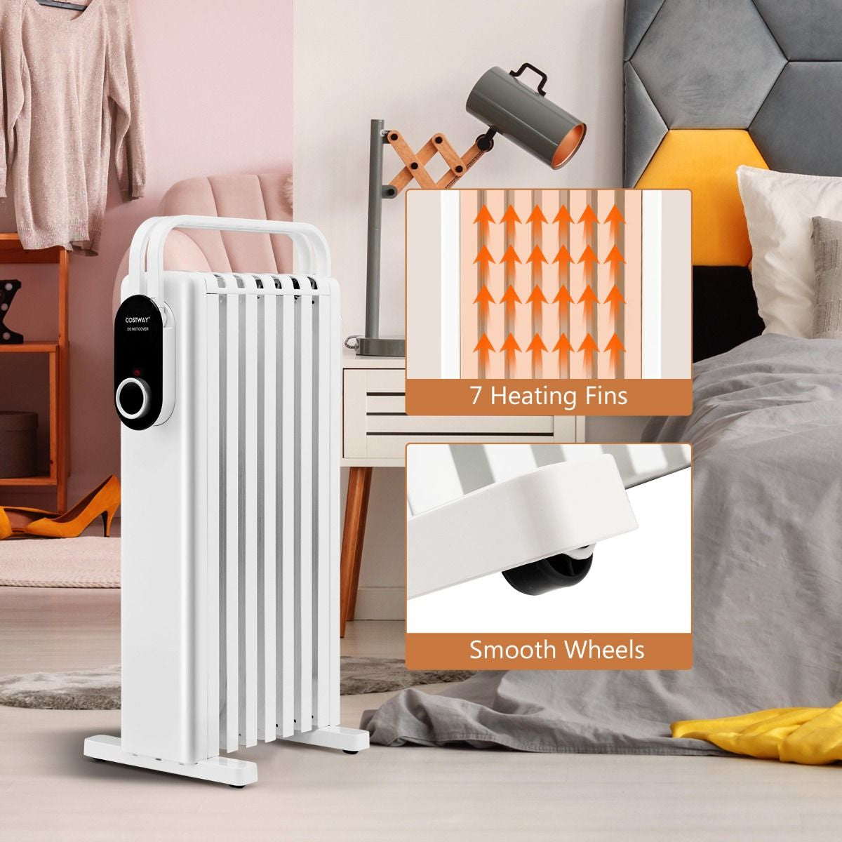 Portable Electric Heater with Overheat and Tip-Over Protection by Everything Homez