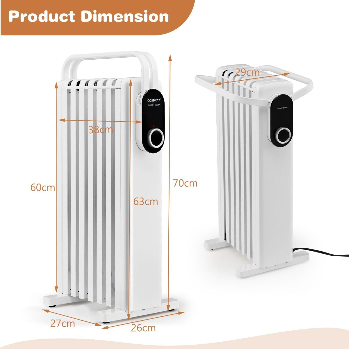 Portable Electric Heater with Overheat and Tip-Over Protection by Everything Homez