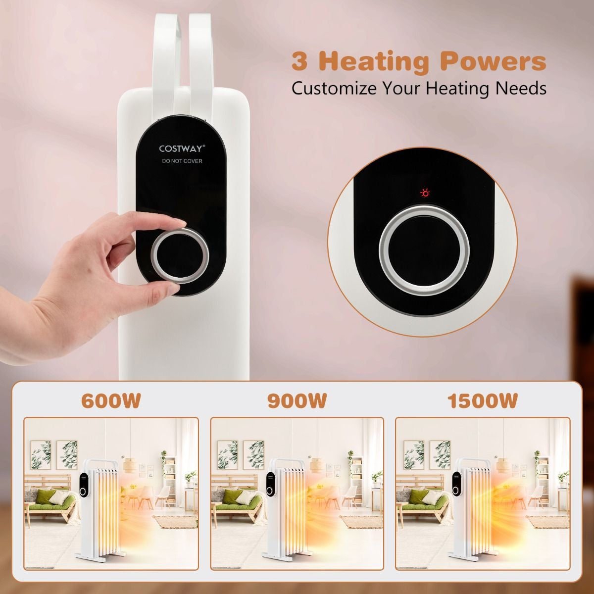 Portable Electric Heater with Overheat and Tip-Over Protection by Everything Homez