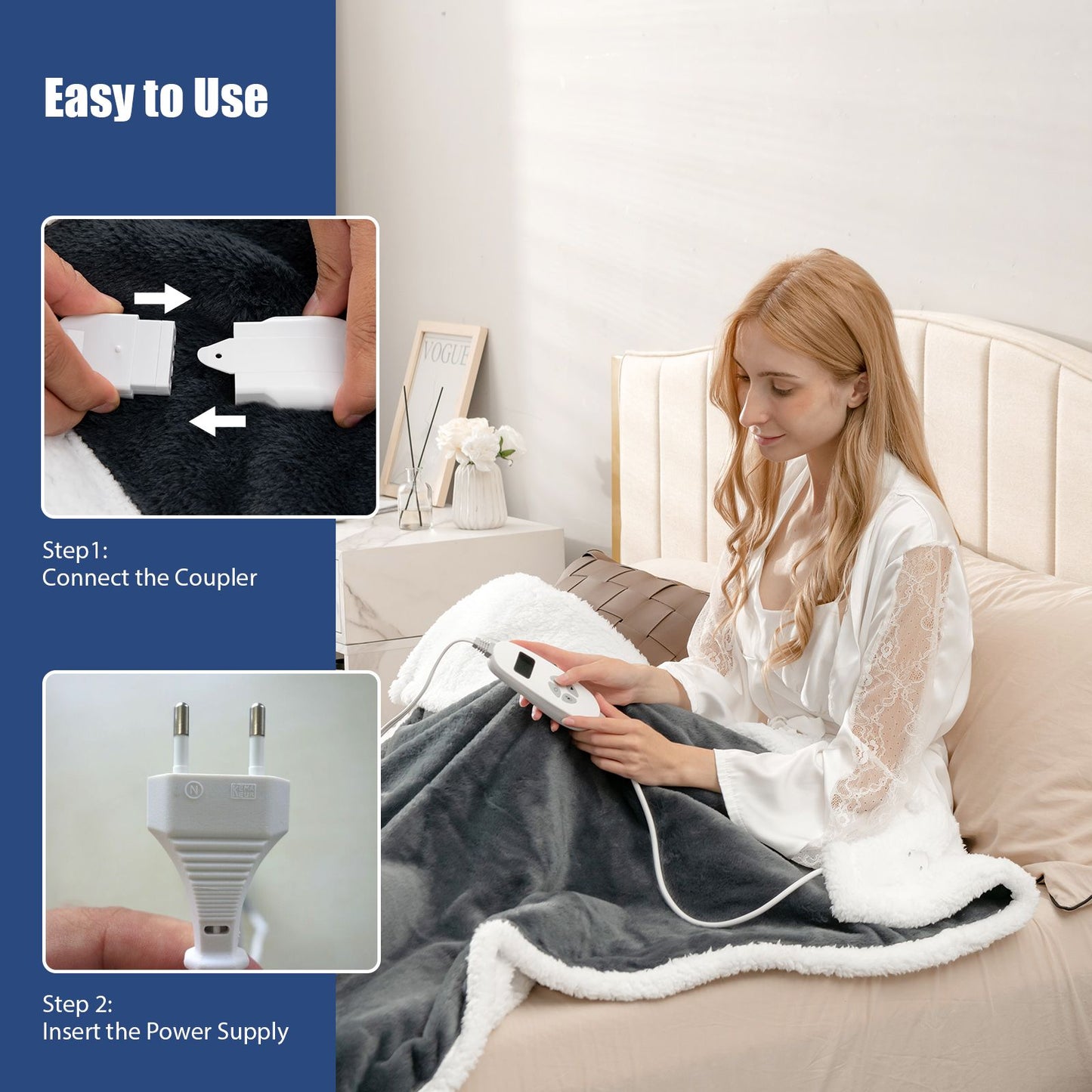 Electric Heated Blanket Throw with 10 Heat Settings