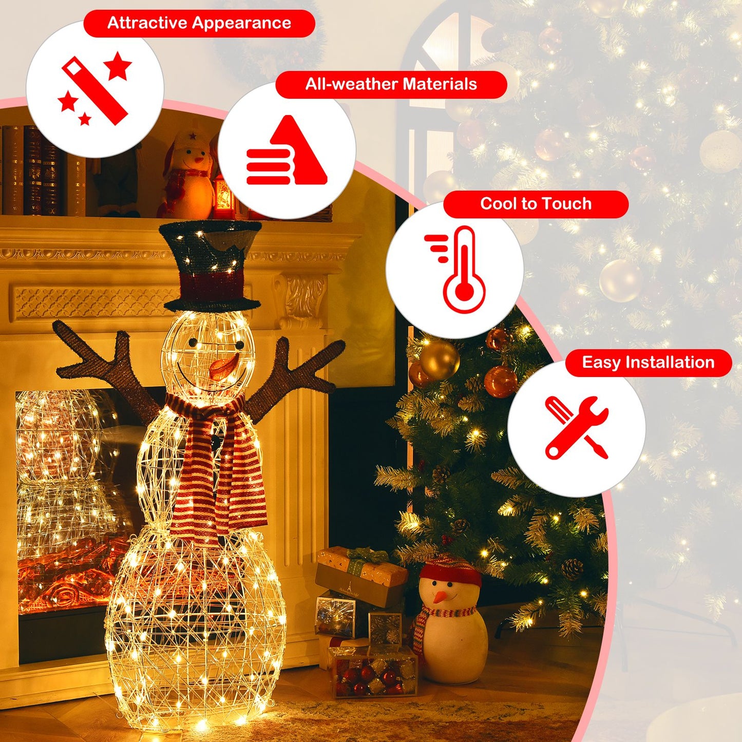 Pre-Lit Lighted Standing Snowman Christmas Decoration with Ground Stakes by Everything Homez