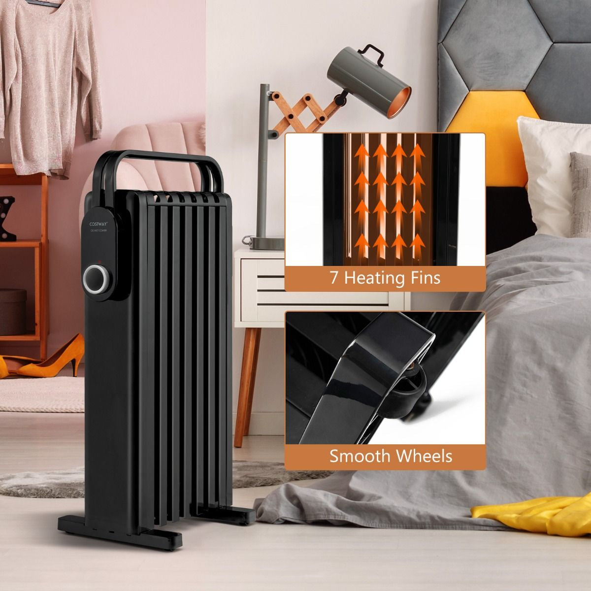 Portable Electric Heater with Overheat and Tip-Over Protection by Everything Homez