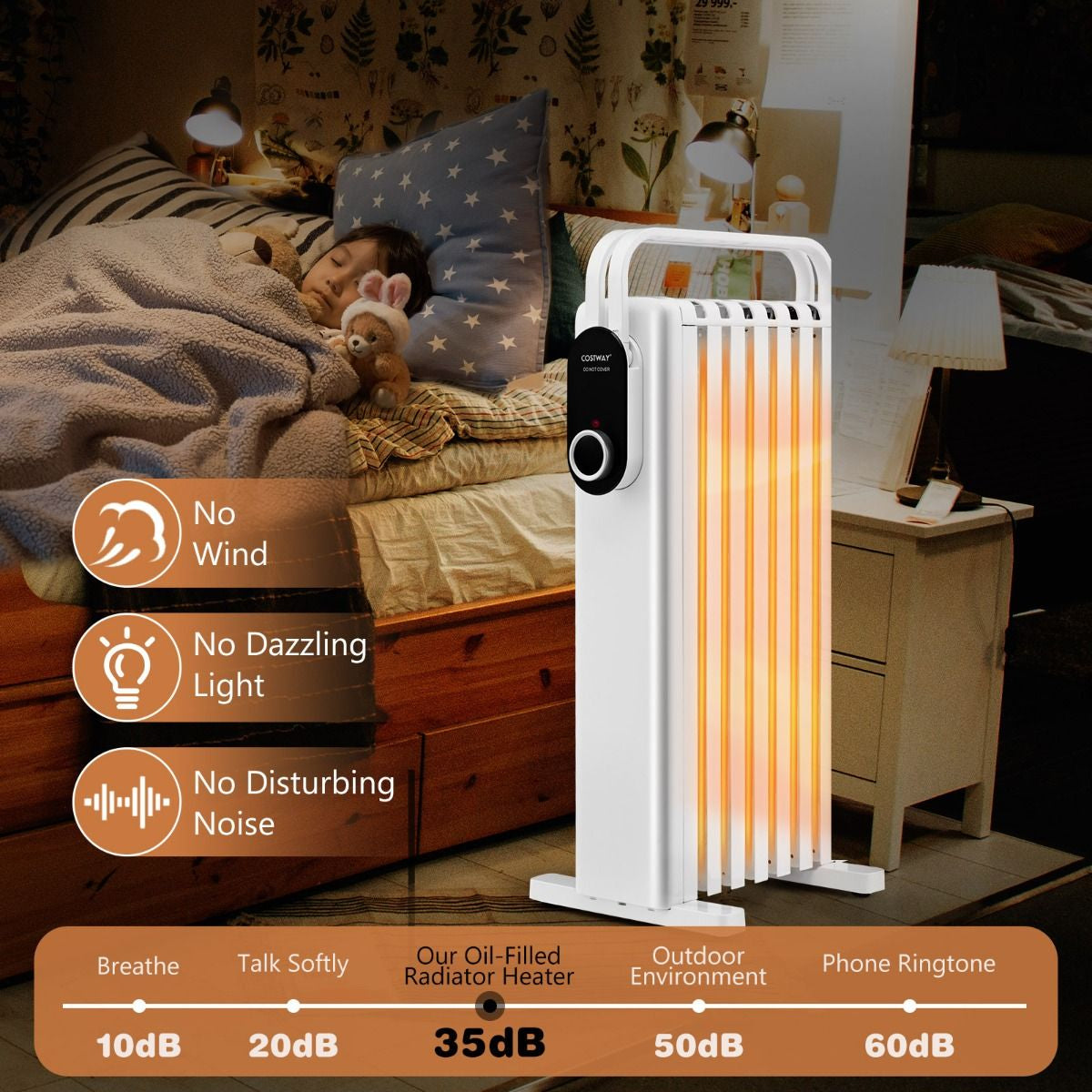 Portable Electric Heater with Overheat and Tip-Over Protection by Everything Homez