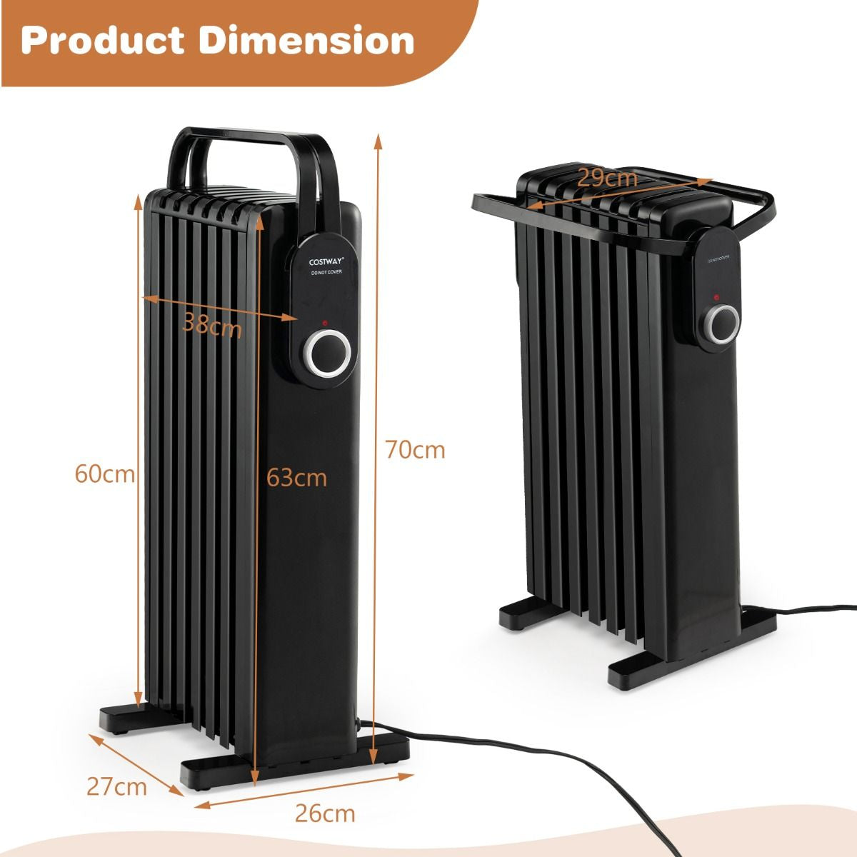 Portable Electric Heater with Overheat and Tip-Over Protection by Everything Homez