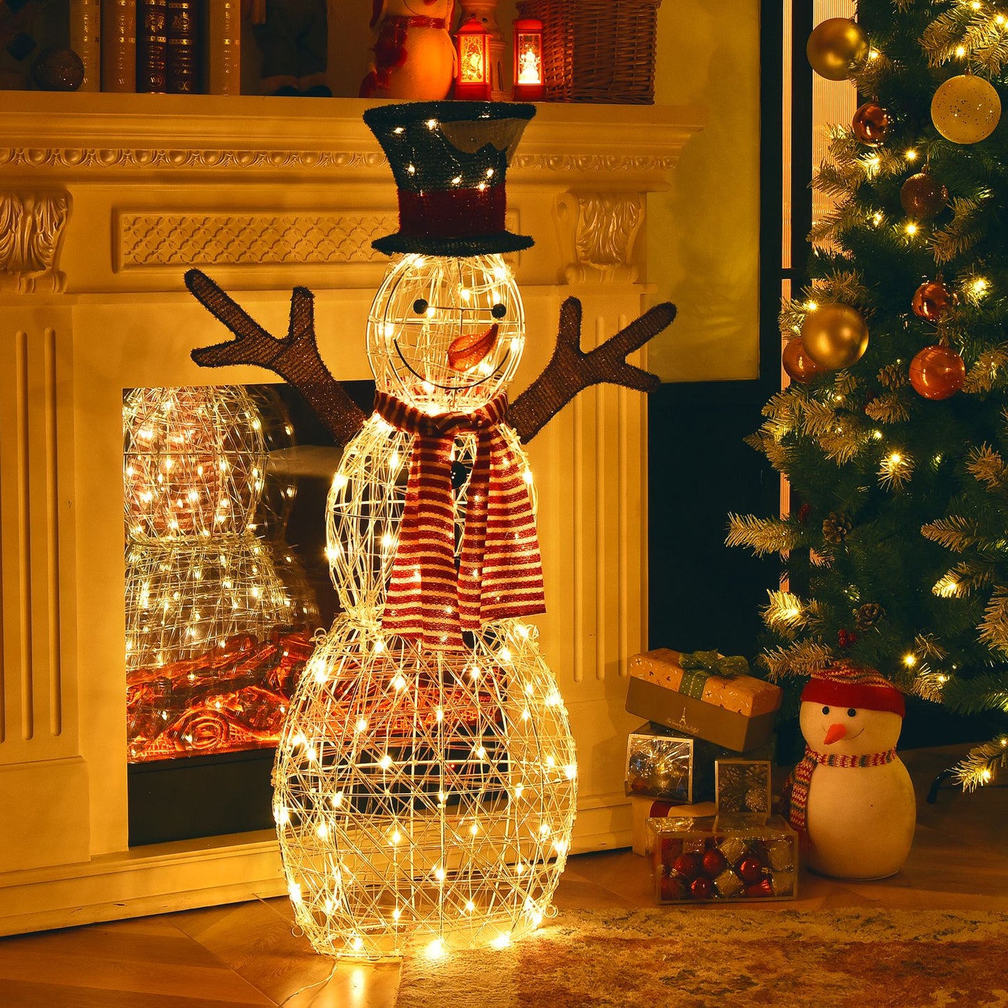 Pre-Lit Lighted Standing Snowman Christmas Decoration with Ground Stakes by Everything Homez