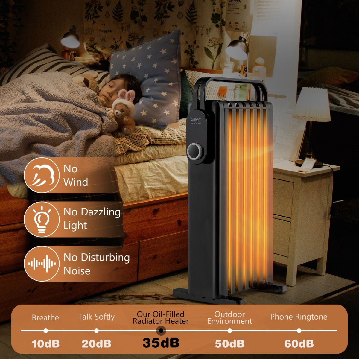 Portable Electric Heater with Overheat and Tip-Over Protection by Everything Homez